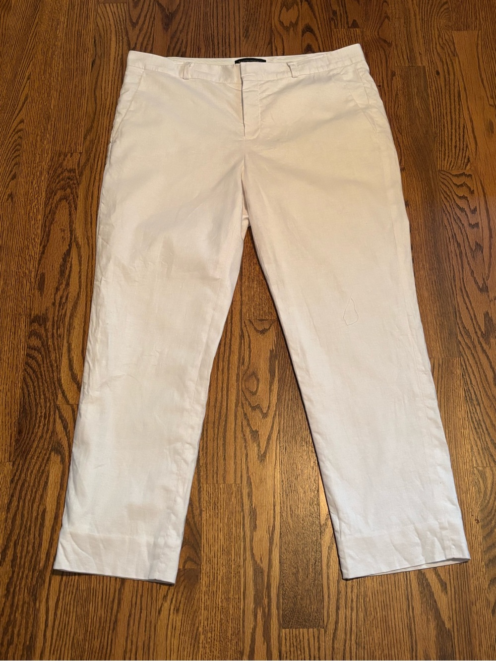 Banana Republic Factory Avery Linen-Blend Ankle Pants - White, Size US 10